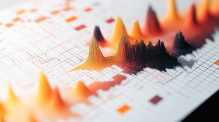 Aufkleber - Abstract visualization of data with peaks and patterns in vibrant colors.