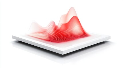 Poster - A 3D visualization of sound waves in red tones, representing data or audio analysis.