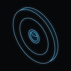 Poster - Neon blue circle glowing on a black background, perfect for technology and futuristic designs