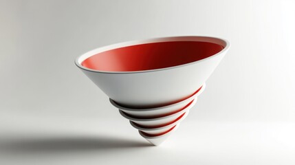 Poster - A stylized conical object with a white exterior and red interior, suggesting modern design.