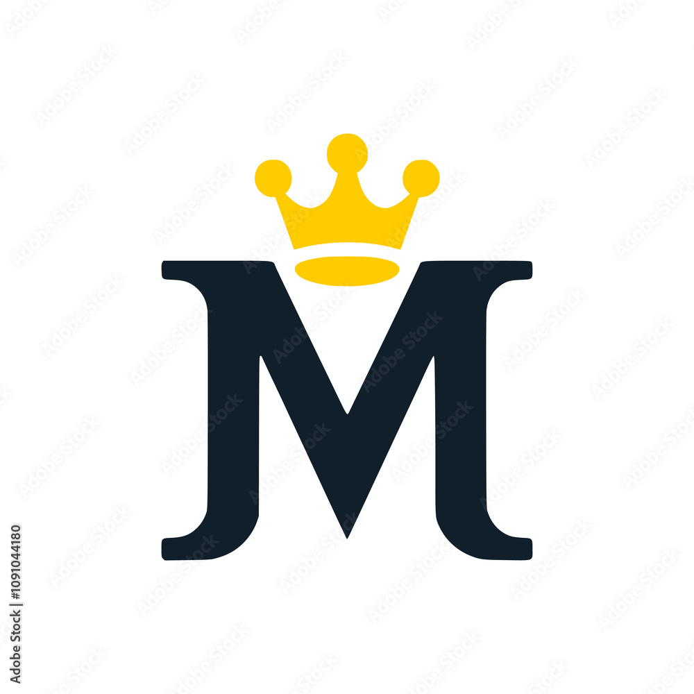 letter M with crown king luxury logo vector illustration template ...