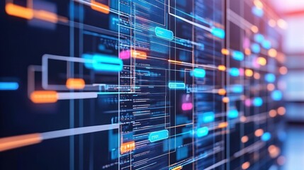 Poster - Abstract digital interface with interconnected data lines and nodes.