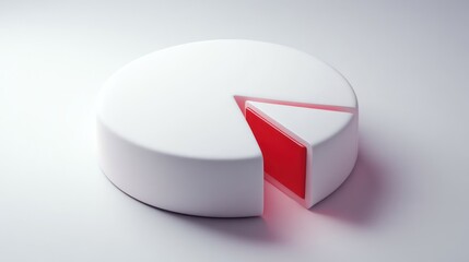 Poster - A 3D pie chart with a red segment removed, emphasizing data visualization.
