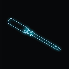 Poster - Neon screwdriver glowing on a black background, a concept for diy, hardware, and construction