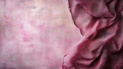 Poster - A soft pink fabric drapes over a textured background, creating a gentle, calming aesthetic.