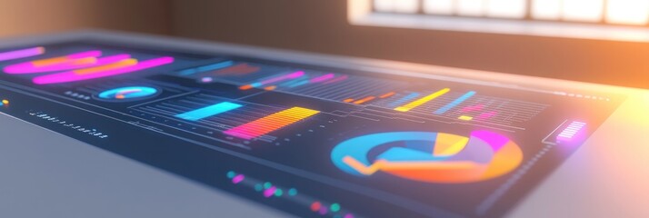 Aufkleber - A digital dashboard displaying colorful data visualizations and analytics.