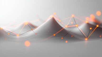 Poster - Abstract representation of waves with connected nodes, symbolizing data or network flows.
