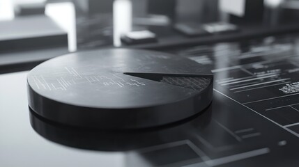 Aufkleber - A sleek black pie chart on a modern digital interface, suggesting data analysis.