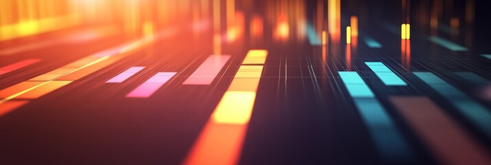 Poster - A vibrant abstract representation of data visualization with colorful bars and lines.