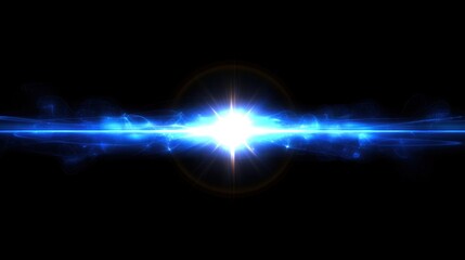 Wall Mural - bright blue light burst against a black background, abstract glow and radiance emitting with energy 