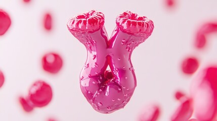 Poster - Abstract pink shapes resembling organic forms, possibly representing cells or biological structures.