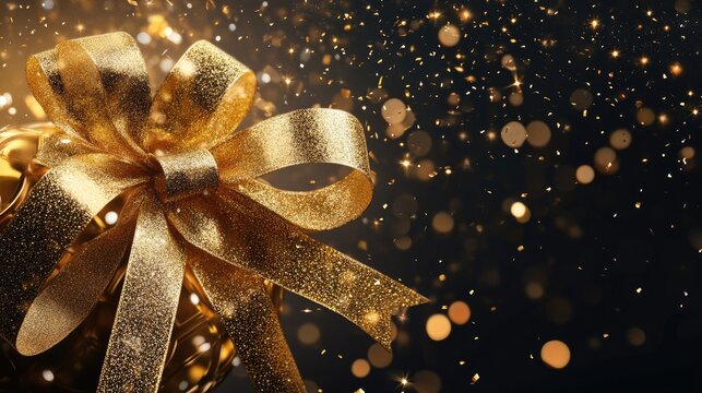 Elegant 2025 New Year logo with a gold ribbon and sparkles, emphasizing a safe and sophisticated celebration