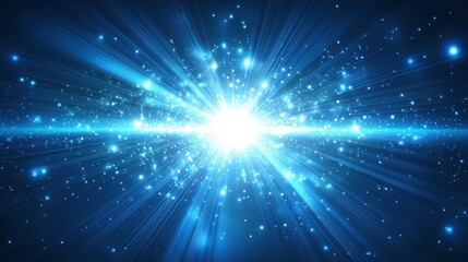 Poster - Bright and Dazzling Blue Light Burst with Starry Effects Creating a Cosmic Atmosphere for Background, Textures, or Creative Projects