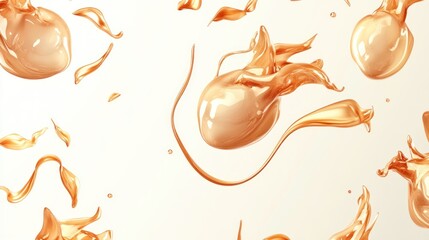 Aufkleber - Abstract floating shapes resembling liquid or gel, suggesting movement and fluidity.