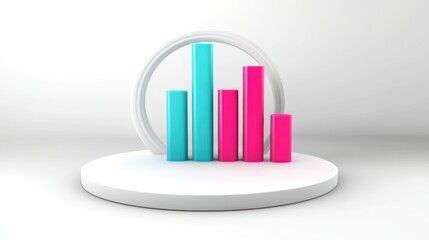 Poster - A 3D bar chart with colored bars representing data analysis or statistics.