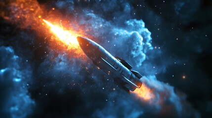Aufkleber - A team launching a rocket model, with 3D glowing exhaust and 2D holographic mission trajectories. 4k resolution, Cinematic Scene