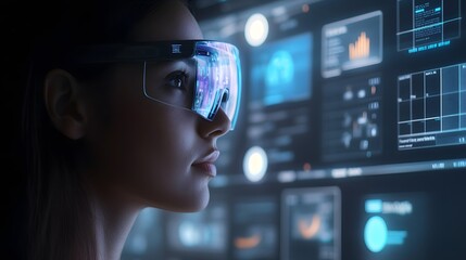 Poster - A tech startup showcasing their app with 3D holographic previews of user interfaces and 2D glowing metrics. 4k resolution, Cinematic Scene