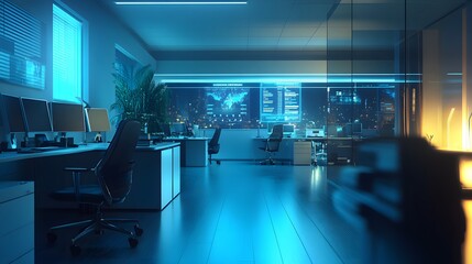 Poster - A clean office featuring a 3D glowing timeline of achievements and 2D floating visual highlights of milestones. 4k resolution, Cinematic Scene