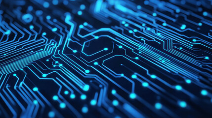Poster - Digital circuits with glowing blue lines create high tech atmosphere