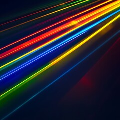 Fototapete - Black background with 4-5 thick glowing laser lines