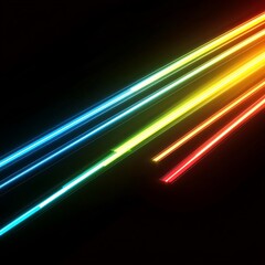 Fototapete - Black background with 4-5 thick glowing laser lines