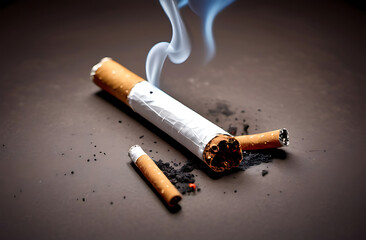 extinguished cigarette concept stop smoking, healthy lifestyle