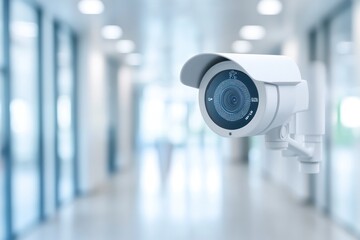 Poster - A security camera mounted in a modern indoor setting for surveillance purposes.