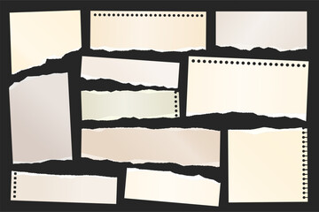 Wall Mural - ripped paper strips. realistic crumpled paper scraps with torn edges. shreds of notebook, book or ol