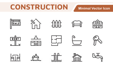 Poster - real estate icon set. a comprehensive collection of stylish and professional icons designed for the 