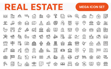 Poster - real estate icon set. a comprehensive collection of stylish and professional icons designed for the 