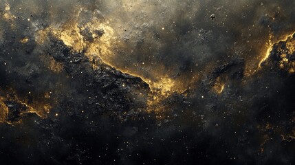 Poster - A black and yellow space with stars and a nebula