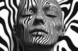 Abstract black and white pattern featuring facial form digital art modern aesthetics high contrast artistic concept