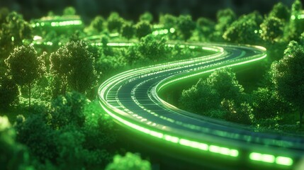 Poster - Glowing 3D Recycling Loop in Verdant Landscape