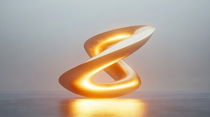 Poster - Golden Abstract Helix Structure in 3D Art