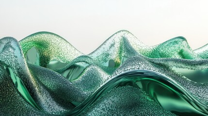 Poster - Abstract Green Waves in 3D Render