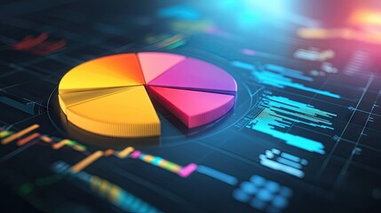 Poster - Colorful Digital Pie Chart on Screen