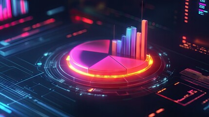 Poster - Vibrant Digital Graph with Pie and Bar Charts
