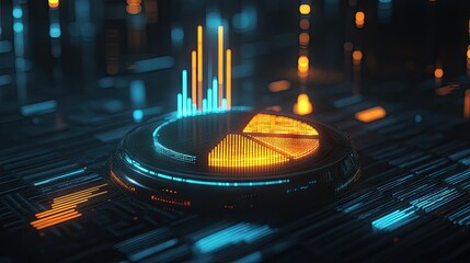 Poster - Glowing Digital Pie and Bar Graph Visualization