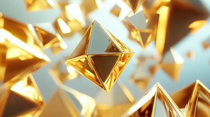 Poster - Golden 3D Pyramid Composition in Dynamic Float