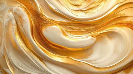 Poster - Golden Abstract Swirls in Fluid 3D Design