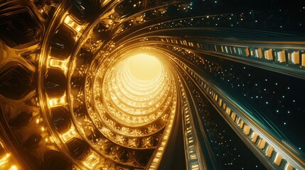 Poster - Futuristic Golden Dome in Illuminated 3D Design