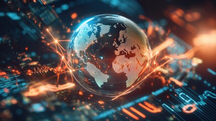 Poster - Futuristic 3D Globe with Glowing Effects