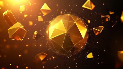 Poster - Futuristic Golden Sphere in 3D Art Design