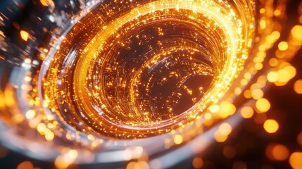 Poster - Futuristic Golden Vortex in 3D Design