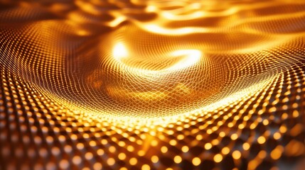 Poster - Golden 3D Mesh Pattern with Swirling Glow