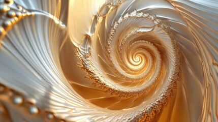 Poster - Glowing 3D Golden Spiral Design Abstract Art