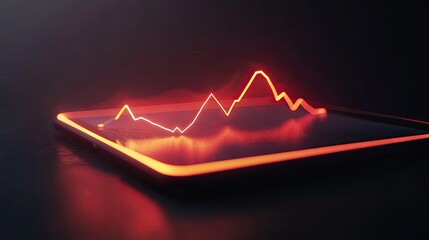 Poster - Glowing 3D Line Graph on Digital Device