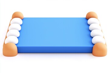 Poster - An illustration of geometric shapes composed in orange and dark blue.