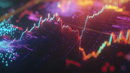 Poster - Colorful Stock Market Graph with Glowing Elements