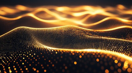 Poster - Abstract Golden Waves in 3D Space Background